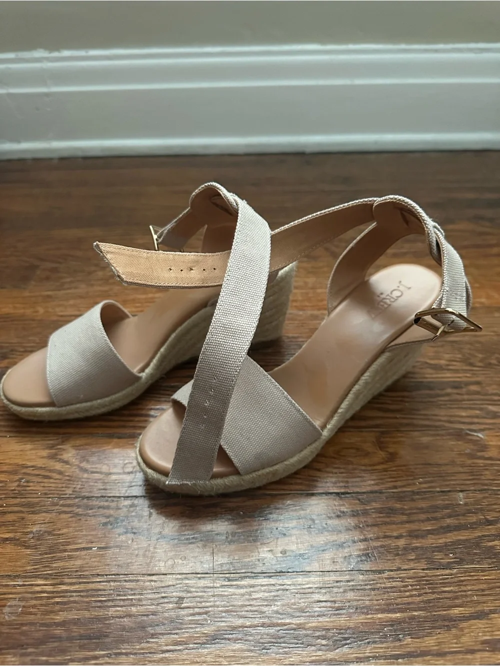 J. Crew Beige Canvas Espadrille Wedge Sandals